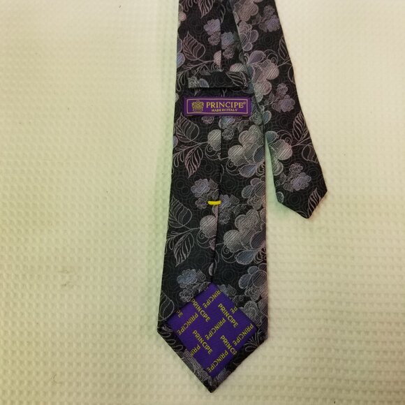 Principe Men's Tie 100% Silk, Made in Italy Woven Floral Jacquard Pattern 3x58" - Picture 3 of 5